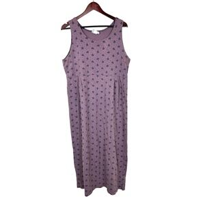 Vintage 90s Dress Sz M %100 Cotton Jersey Cottage Boho Jumper Midi Boho Floral